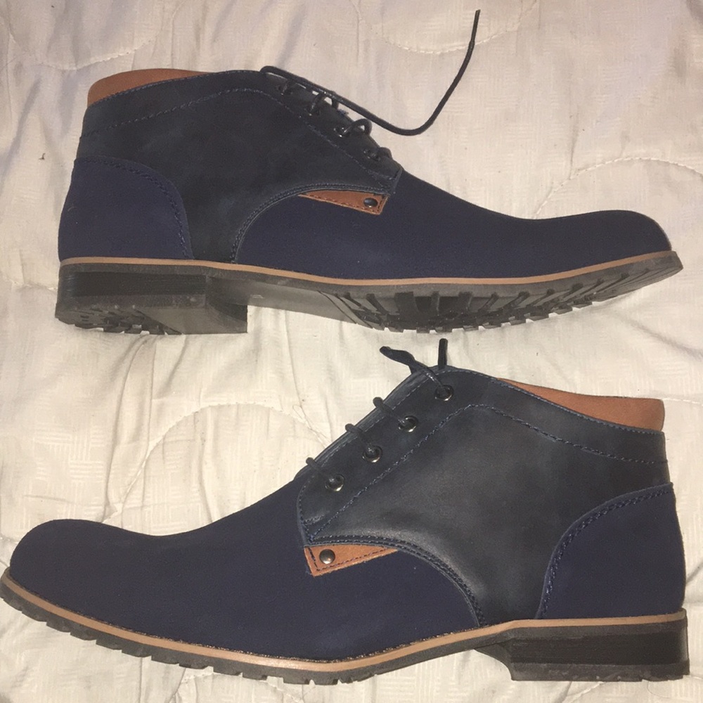 Bruno Marc blue suede chukka boots